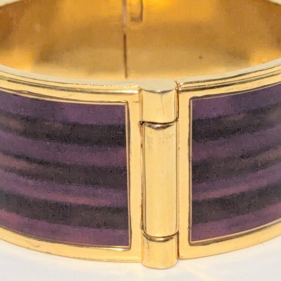 Makenzie Childs Bittersweet signed Runway Purple Tones w/ Gold Tone Hinge Bangle - Picture 5 of 5